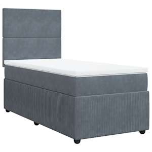 Box spring postel s matrací tmavě šedá 100x200 cm samet - obrázek 2