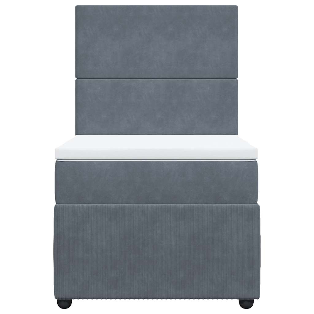vidaXL Boxspring met matras fluweel donkergrijs 100x200 cm grijs, foto 4