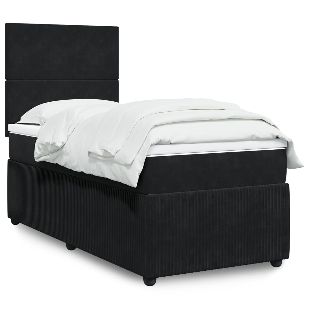 Boxspringbett mit Matratze Schwarz 100×200 cm Samt