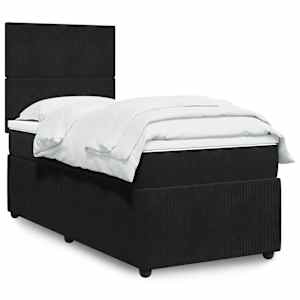 Box spring postel s matrací černá 100x200 cm samet - obrázek 1
