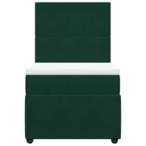 Box spring postel s matrací tmavě zelená 100x200 cm samet - obrázek 4