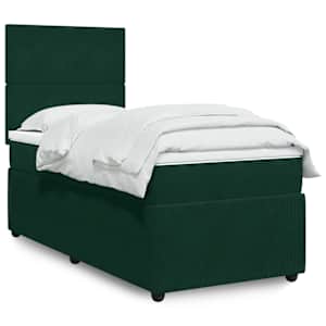 Box spring postel s matrací tmavě zelená 100x200 cm samet - obrázek 1