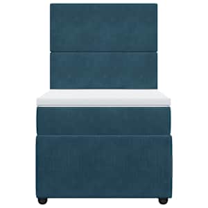 Box spring postel s matrací tmavě modrá 100x200 cm samet - obrázek 4