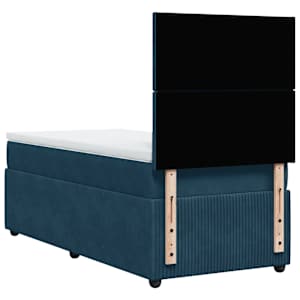 Box spring postel s matrací tmavě modrá 100x200 cm samet - obrázek 6