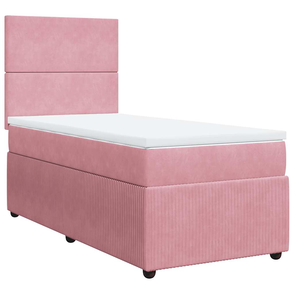 vidaXL Boxspring met matras fluweel roze 100x200 cm, foto 3
