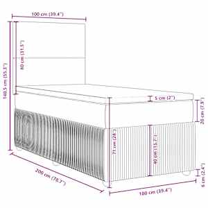 Box spring postel s matrací růžová 100x200 cm samet - obrázek 13