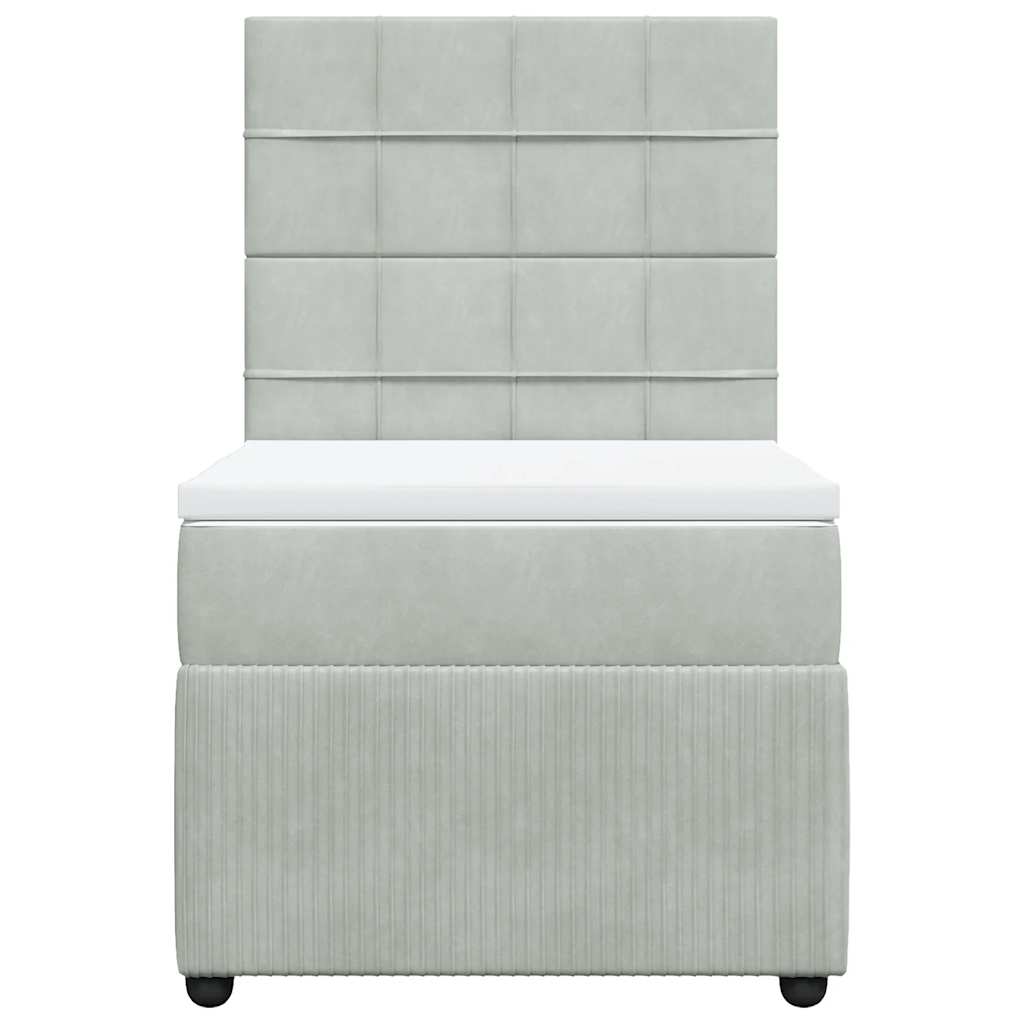 vidaXL Boxspring met matras fluweel lichtgrijs 100x200 cm grijs, foto 4