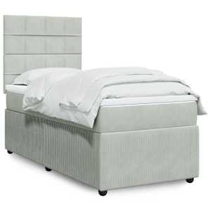 Box spring postel s matrací světle šedá 100x200 cm samet - obrázek 1