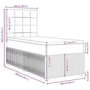 Box spring postel s matrací černá 100x200 cm samet - obrázek 13