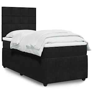 Box spring postel s matrací černá 100x200 cm samet - obrázek 1