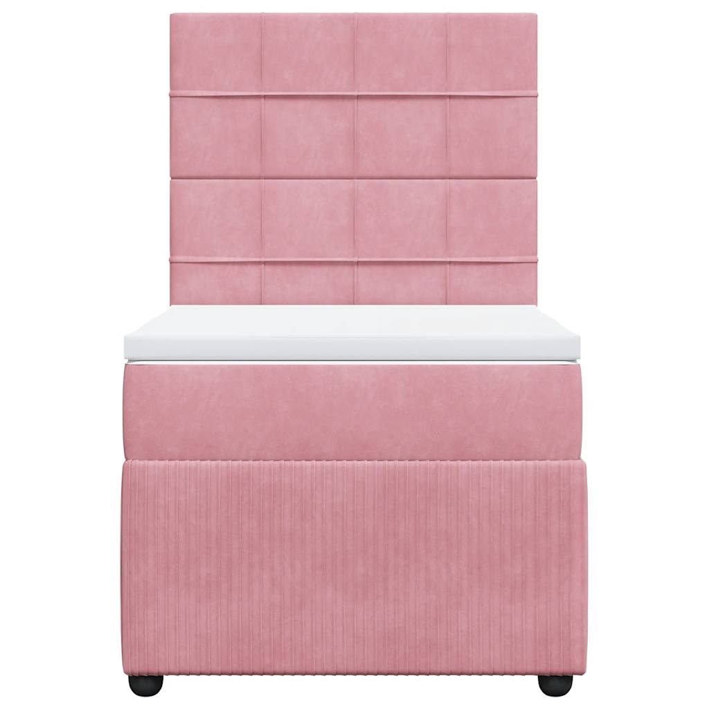 vidaXL Boxspring met matras fluweel roze 100x200 cm, foto 4