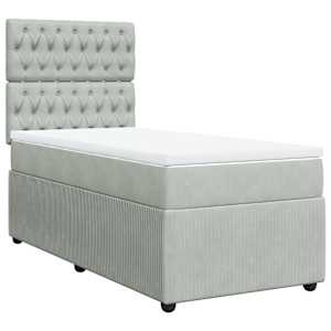 Box spring postel s matrací světle šedá 100x200 cm samet - obrázek 2
