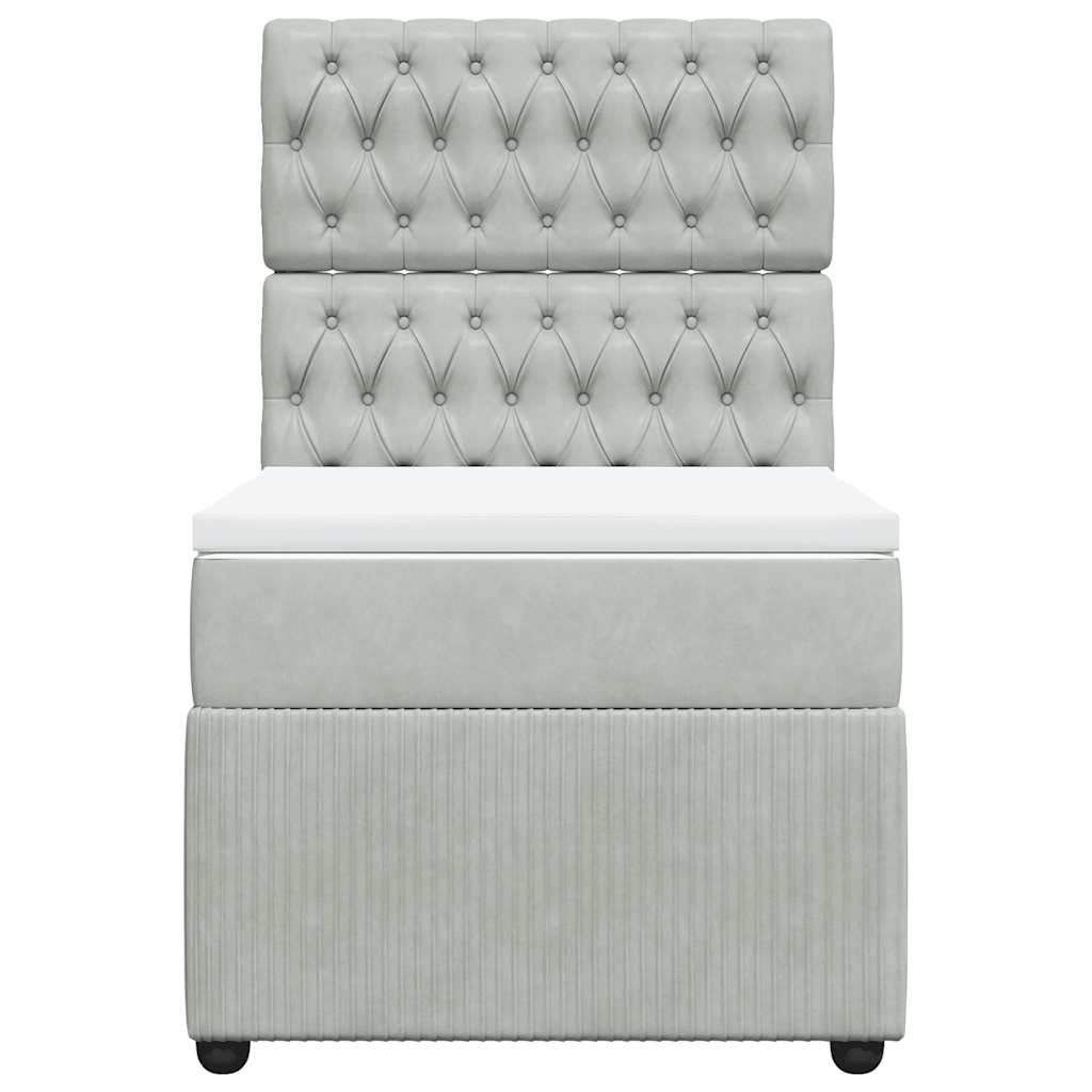 vidaXL Boxspring met matras fluweel lichtgrijs 100x200 cm grijs, foto 4