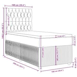 Box spring postel s matrací tmavě šedá 100x200 cm samet - obrázek 13