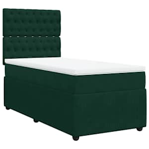 Box spring postel s matrací tmavě zelená 100x200 cm samet - obrázek 2