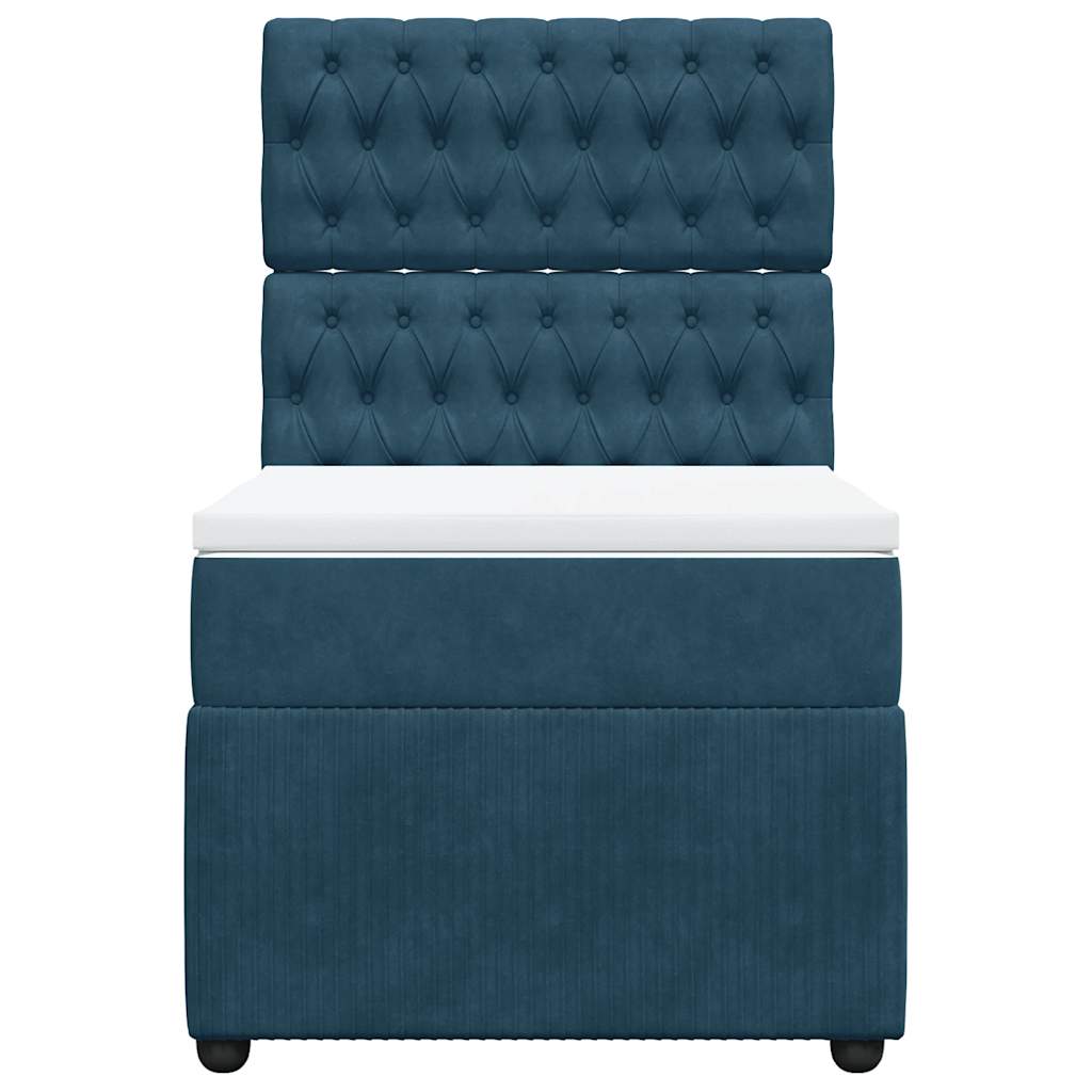 vidaXL Boxspring met matras fluweel donkerblauw 100x200 cm blauw, foto 4