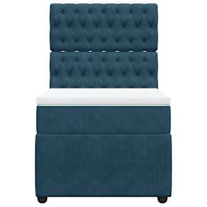 Box spring postel s matrací tmavě modrá 100x200 cm samet - obrázek 4