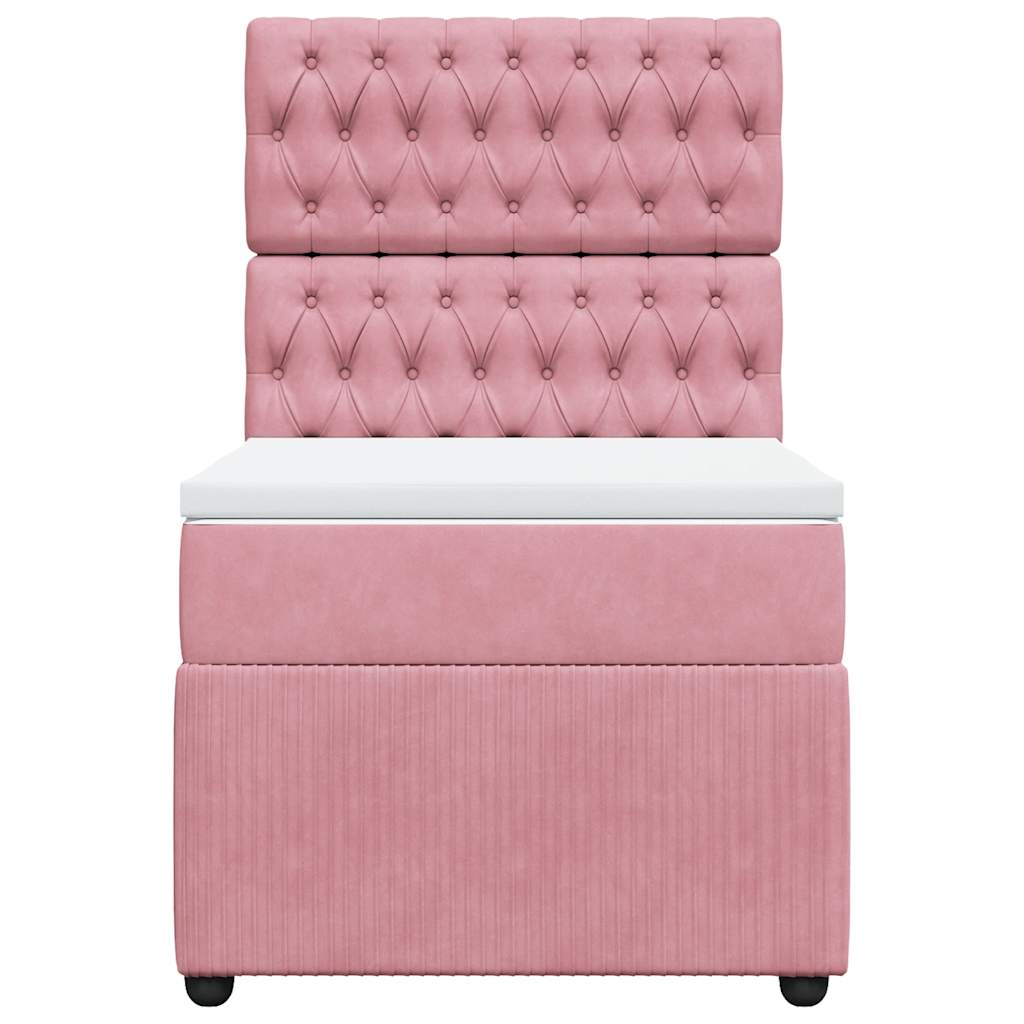 vidaXL Boxspring met matras fluweel roze 100x200 cm, foto 4