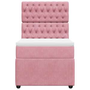 Box spring postel s matrací růžová 100x200 cm samet - obrázek 4