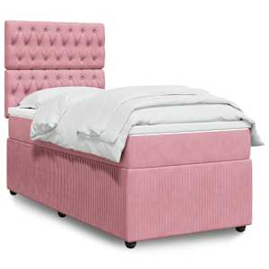 Box spring postel s matrací růžová 100x200 cm samet - obrázek 1