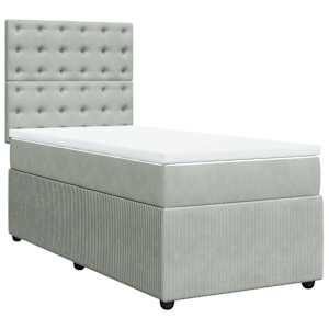 Box spring postel s matrací světle šedá 100x200 cm samet - obrázek 2