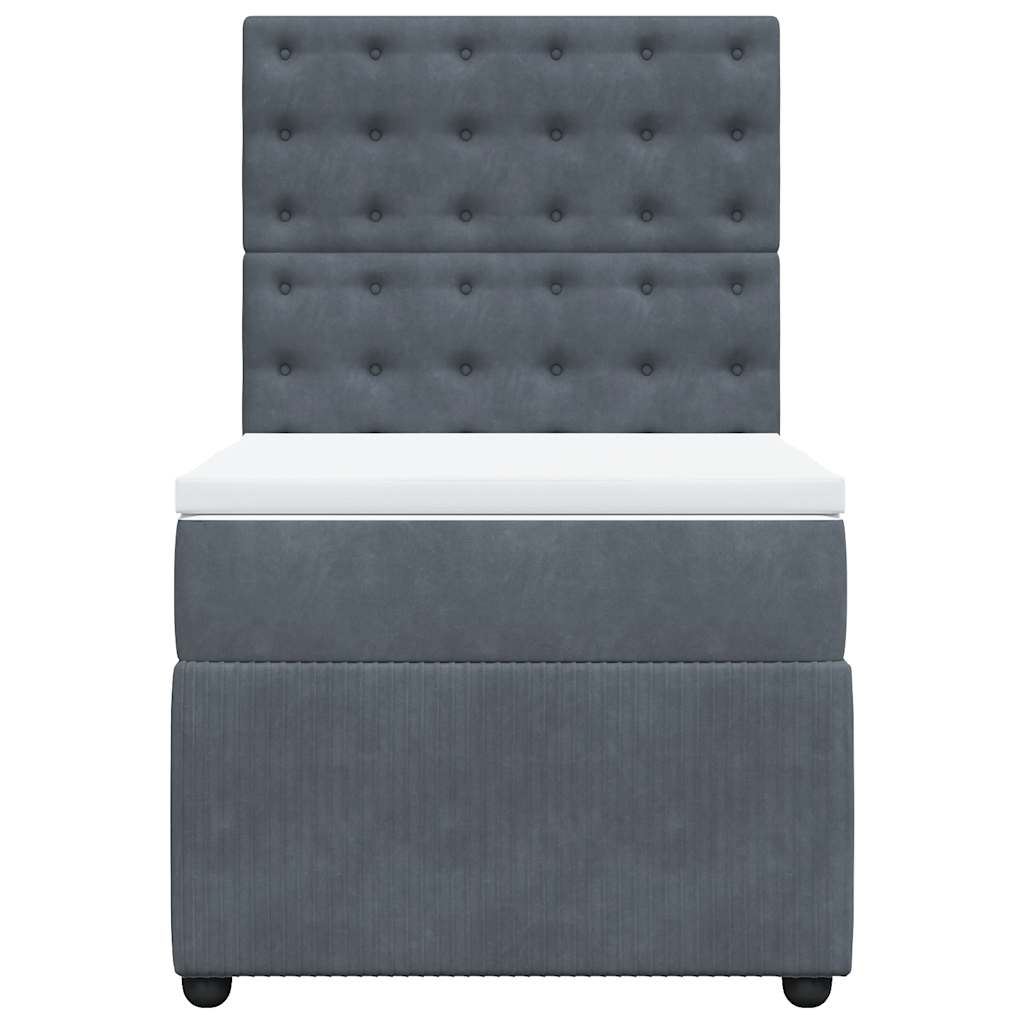vidaXL Boxspring met matras fluweel donkergrijs 100x200 cm grijs, foto 4