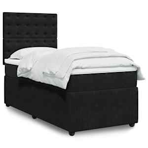 Box spring postel s matrací černá 100x200 cm samet - obrázek 1
