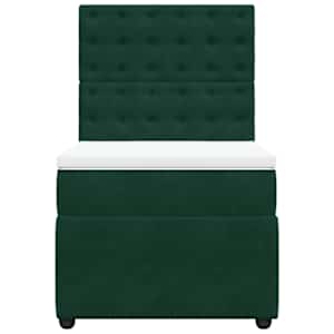 Box spring postel s matrací tmavě zelená 100x200 cm samet - obrázek 4