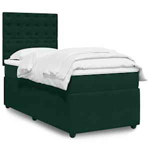 Box spring postel s matrací tmavě zelená 100x200 cm samet - obrázek 1