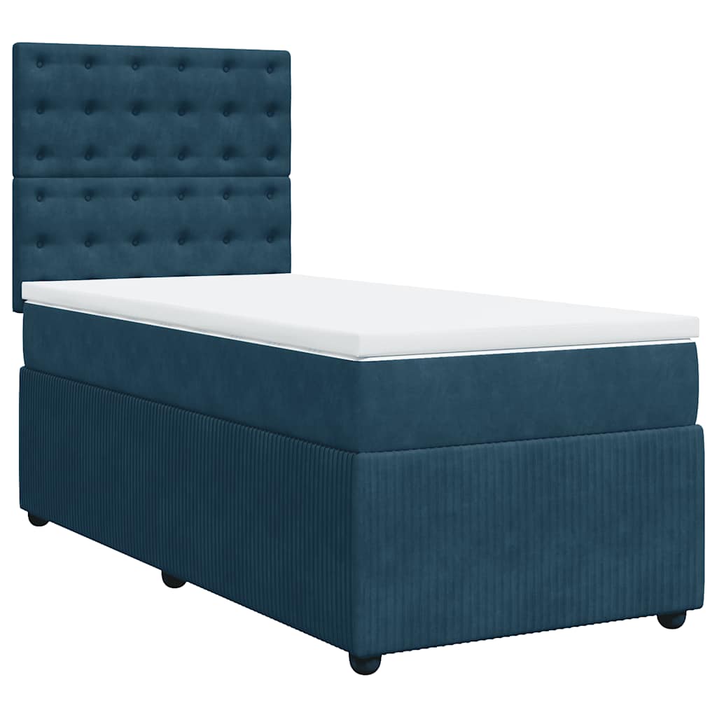 vidaXL Box spring postel s matrací tmavě modrá 100x200 cm samet