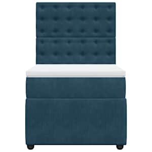 Box spring postel s matrací tmavě modrá 100x200 cm samet - obrázek 4