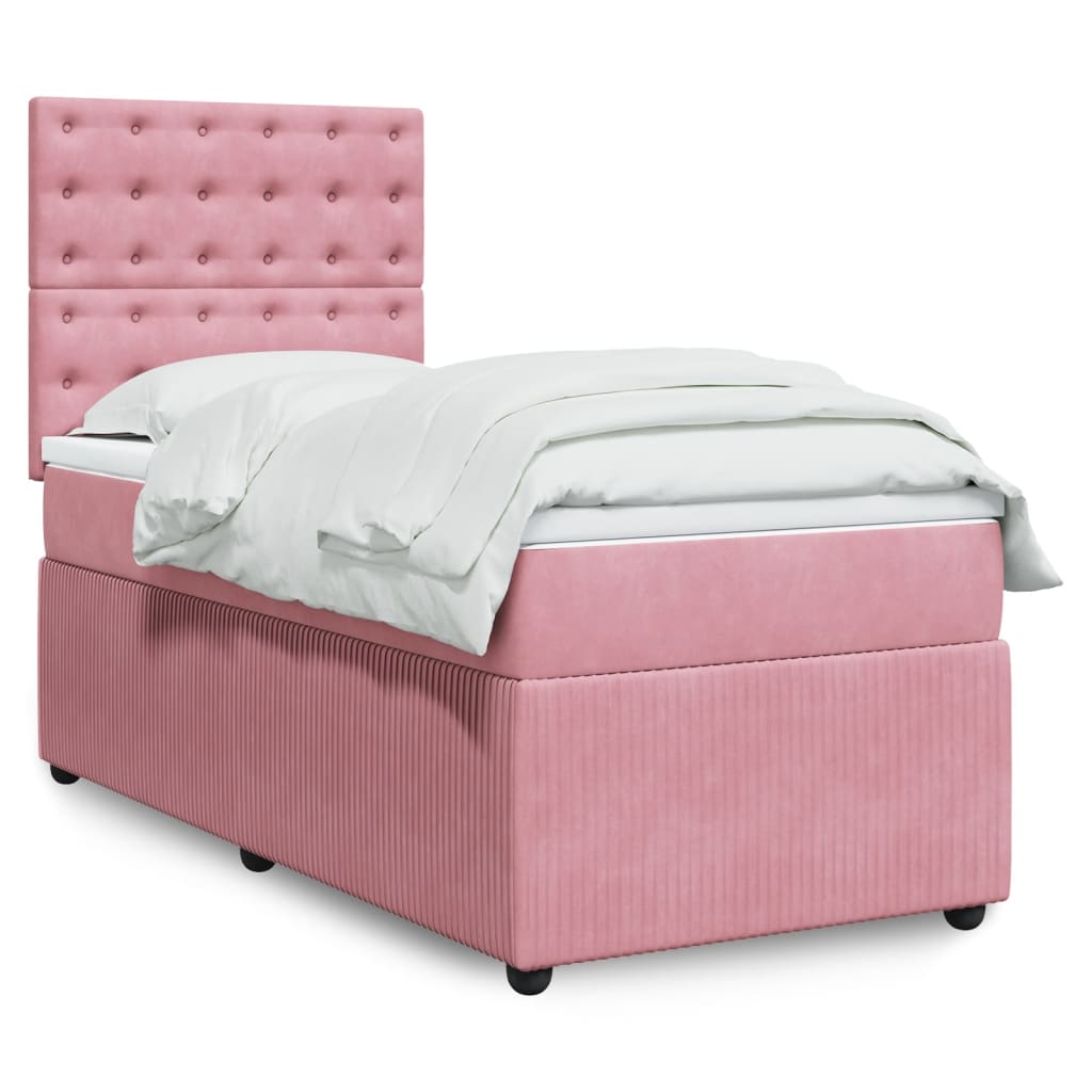 Boxspringbett mit Matratze Rosa 100×200 cm Samt