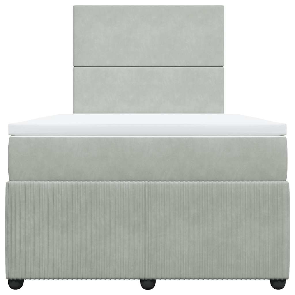 vidaXL Boxspring met matras fluweel lichtgrijs 120x190 cm grijs, foto 4