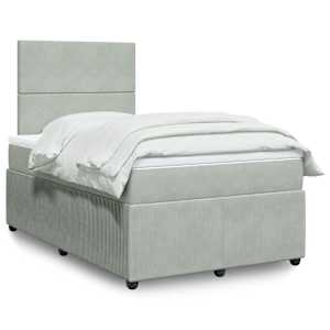 Box spring postel s matrací světle šedá 120x190 cm samet - obrázek 1