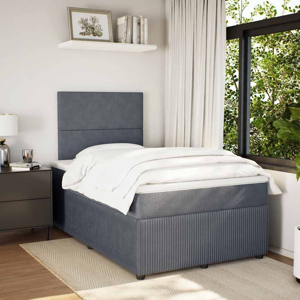 vidaXL Boxspring met matras fluweel donkergrijs 120x190 cm afbeelding