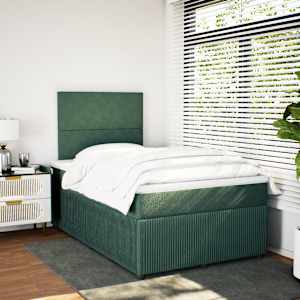 vidaXL Boxspring met matras fluweel donkergroen 120x190 cm