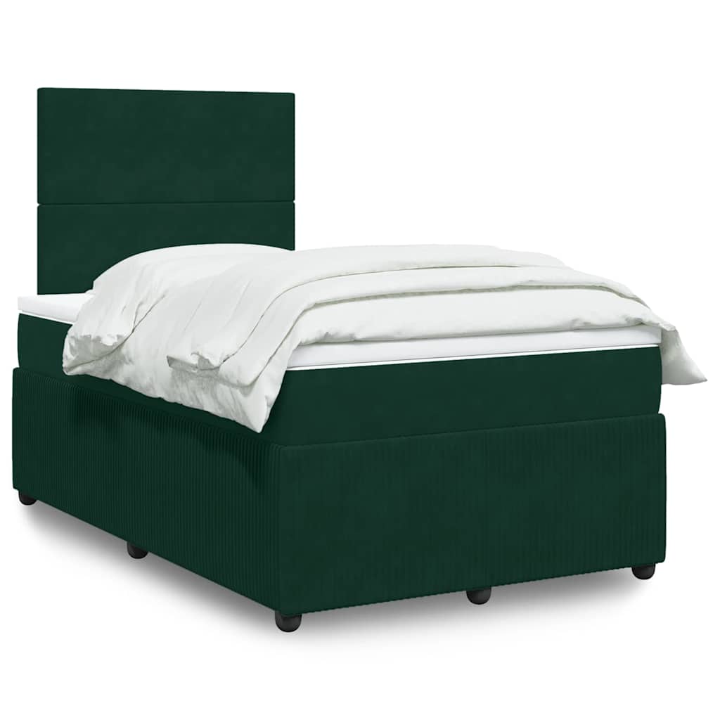 vidaXL kontinentalseng med madras 120x190 cm velour mørkegrøn