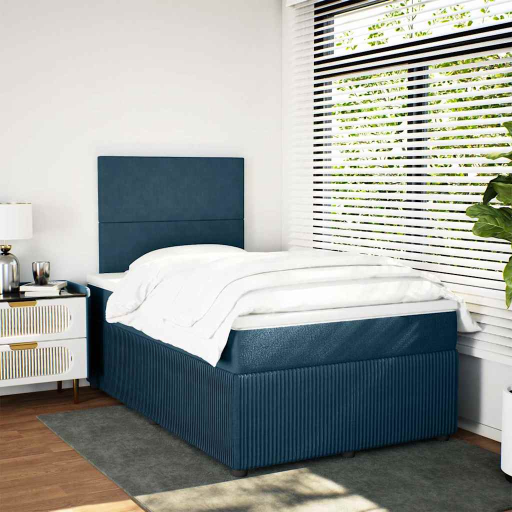 vidaXL Boxspring met matras fluweel donkerblauw 120x190 cm blauw, foto 2