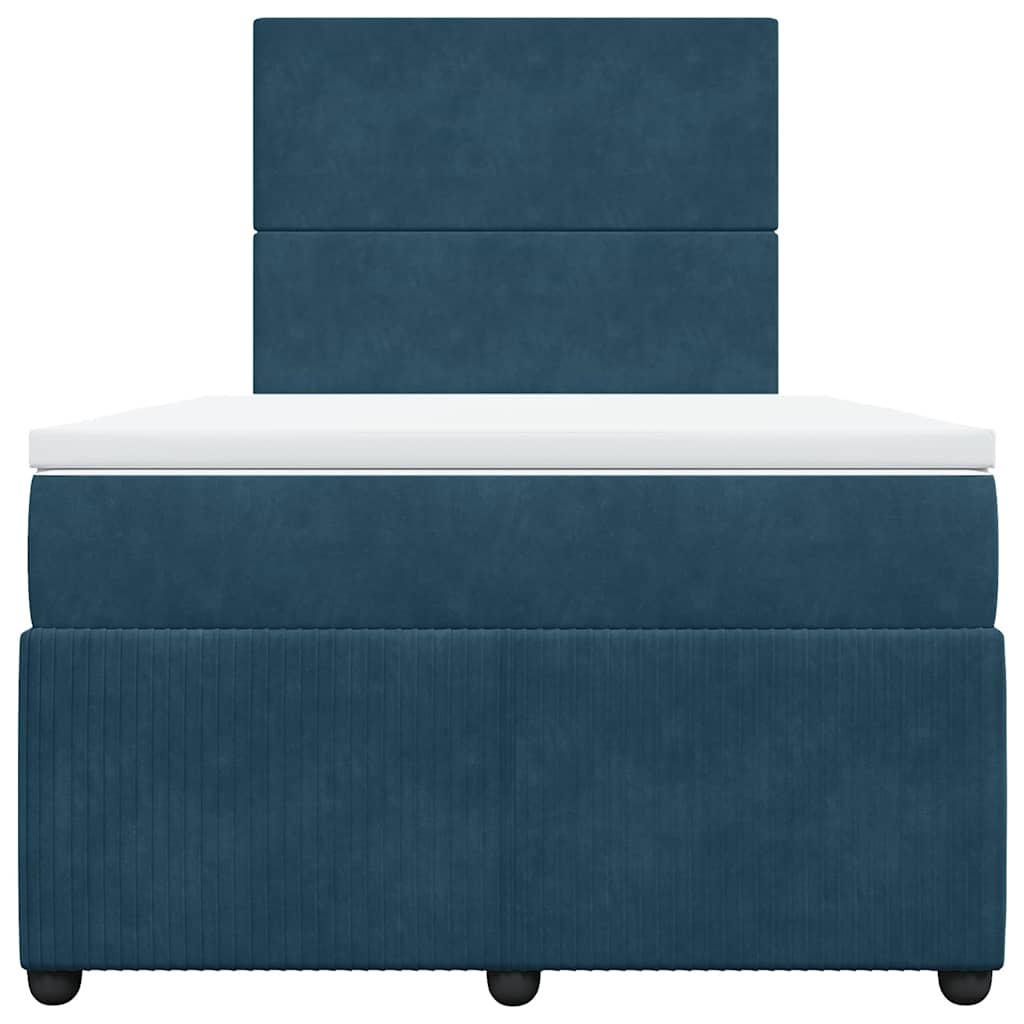 vidaXL Boxspring met matras fluweel donkerblauw 120x190 cm blauw, foto 4