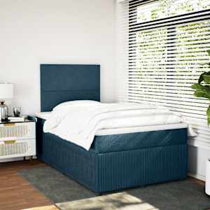 Box spring postel s matrací tmavě modrá 120x190 cm samet - obrázek 3