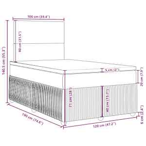 Box spring postel s matrací tmavě modrá 120x190 cm samet - obrázek 13