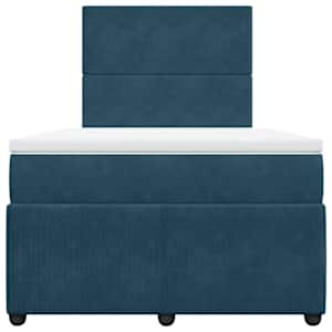 Box spring postel s matrací tmavě modrá 120x190 cm samet - obrázek 4