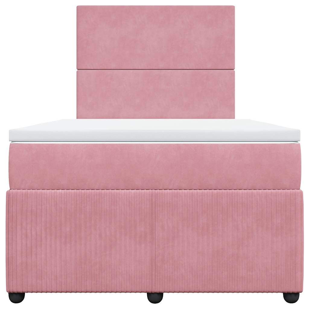 vidaXL Boxspring met matras fluweel roze 120x190 cm, foto 4