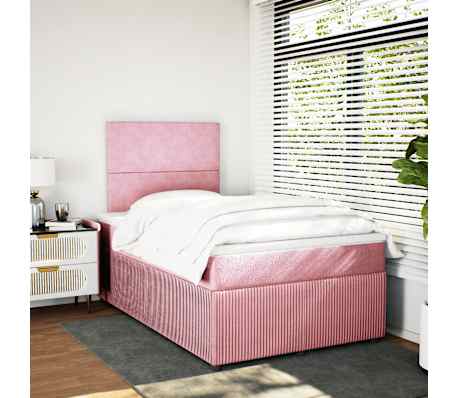vidaXL Boxspringbett mit Matratze Rosa 120x190 cm Samt