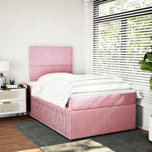 vidaXL Boxspringbett mit Matratze Rosa 120x190 cm Samt