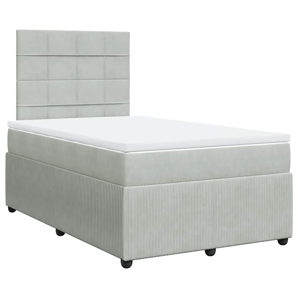 vidaXL Boxspring met matras fluweel lichtgrijs 120x190 cm grijs, foto 3