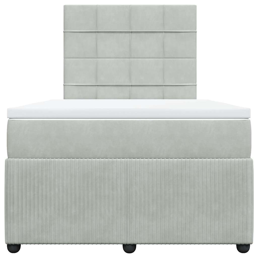 vidaXL Boxspring met matras fluweel lichtgrijs 120x190 cm grijs, foto 4
