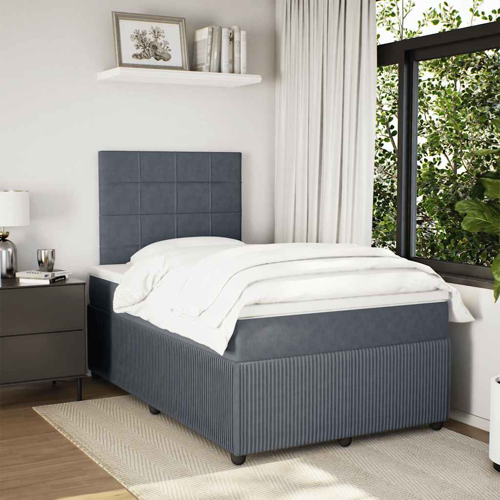 vidaXL Boxspring met matras fluweel donkergrijs 120x190 cm grijs, foto 2