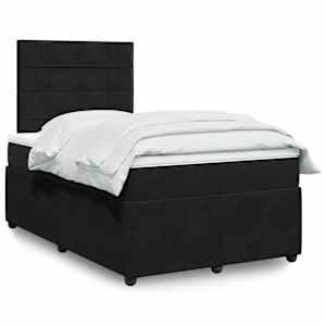 Box spring postel s matrací černá 120 x 190 cm samet - obrázek 1