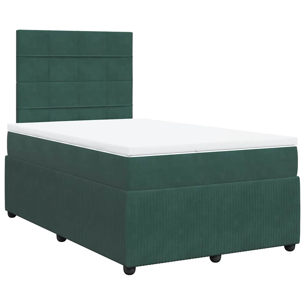 vidaXL Box spring postel s matrací tmavě zelená 120x190 cm samet